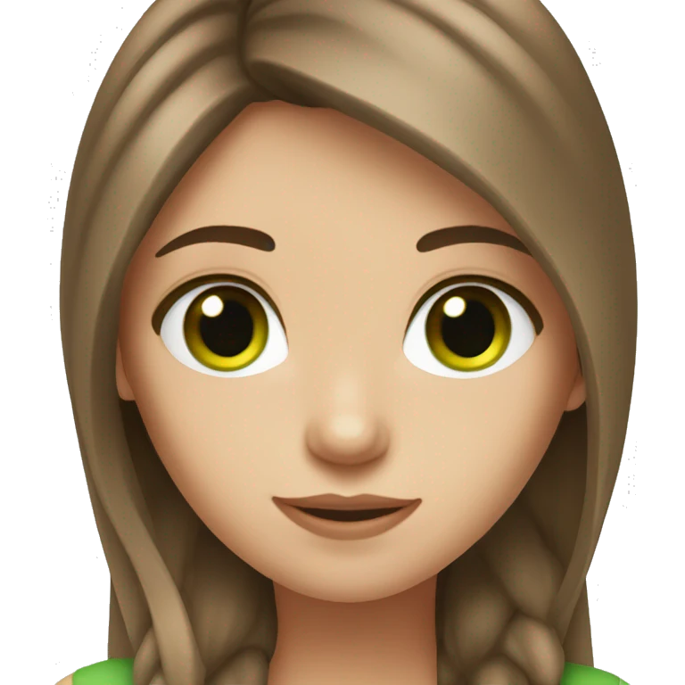 Long brown hair and fair skin and green eyes emoji