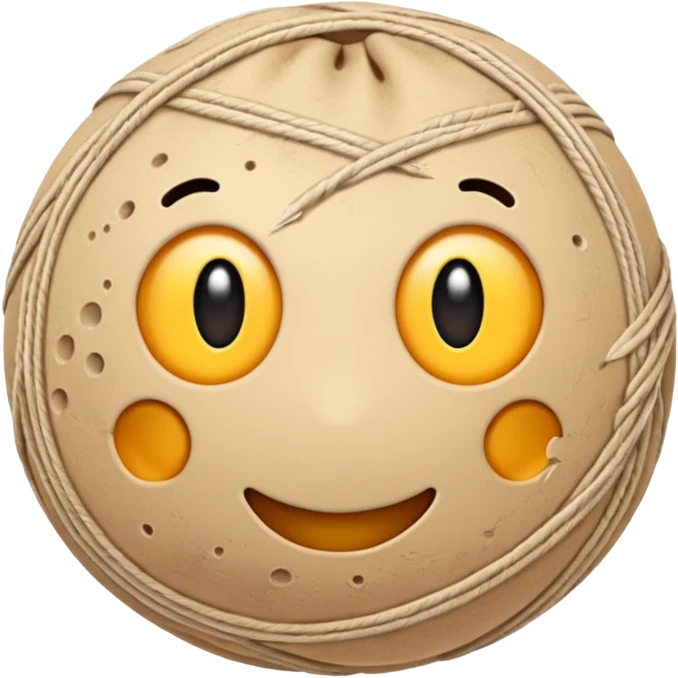 doudou, small ball of beige fabric, a bit dirty, with small holes and worn threads, emoji style emoji