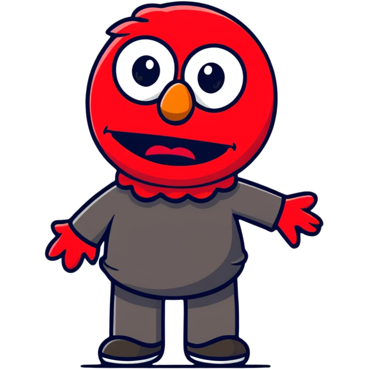 A sad Elmo puppet character crying with a frown emoji