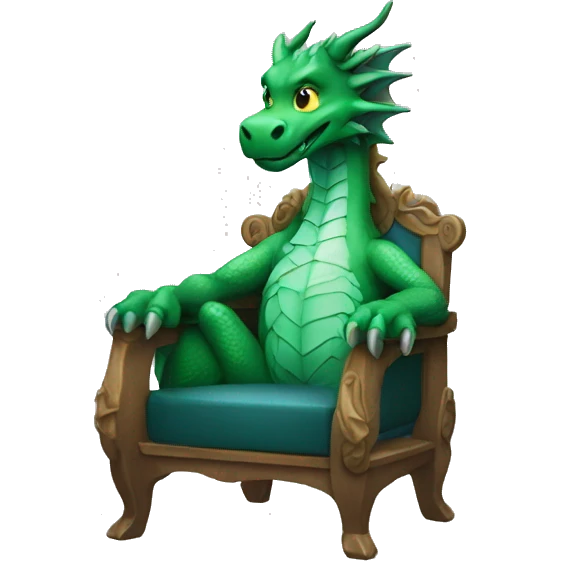dragon assis sur une chaise avec des écouteurs emoji