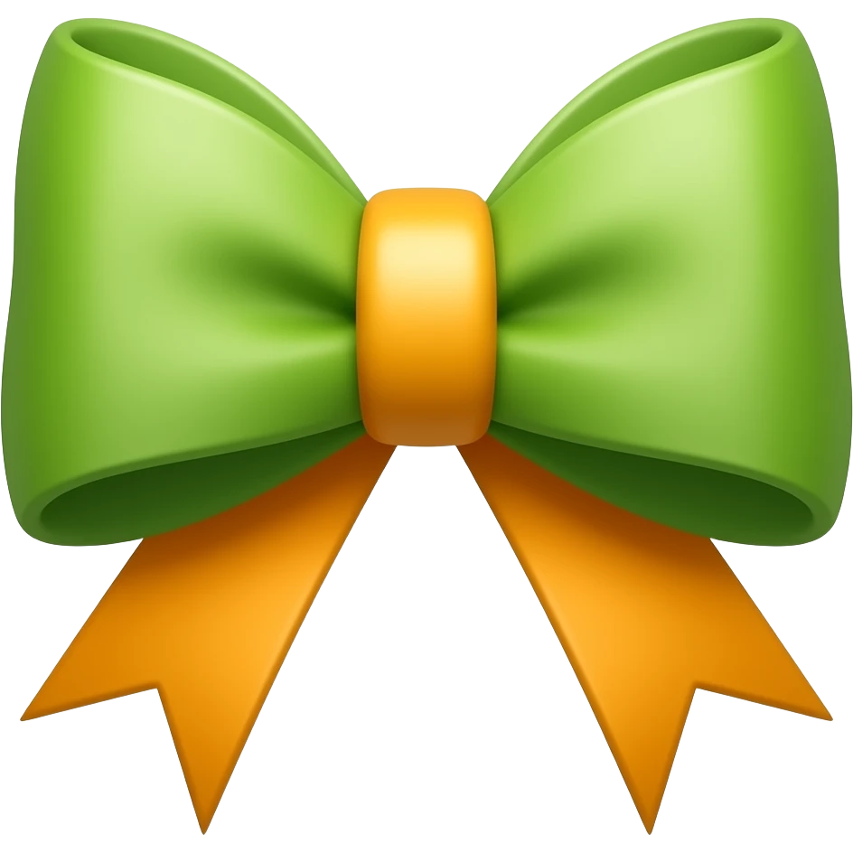 green and orange bow emoji