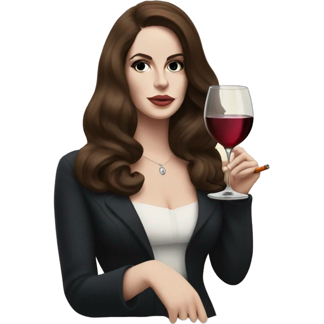 Lana Del Rey with a glass of wine and cigarette emoji
