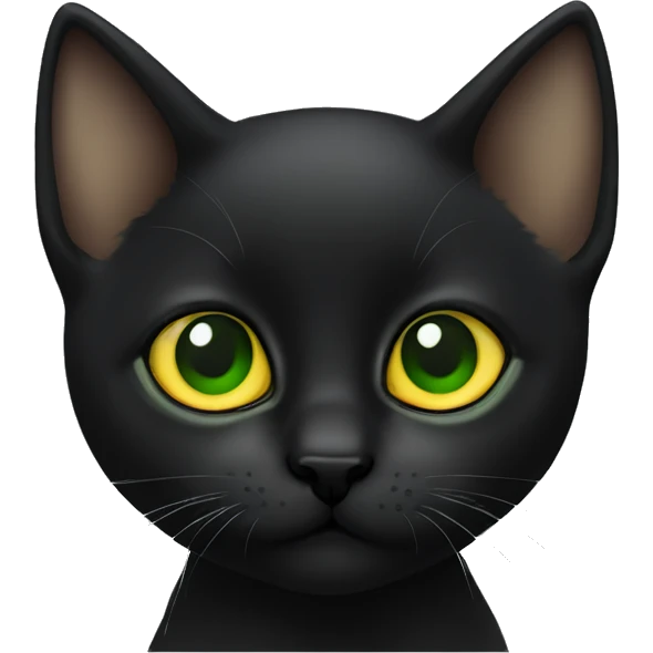 Black kitten with green and yellow center heterocromia  emoji