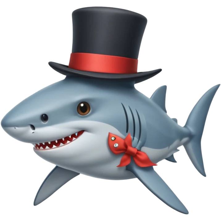 Shark with a top hat emoji