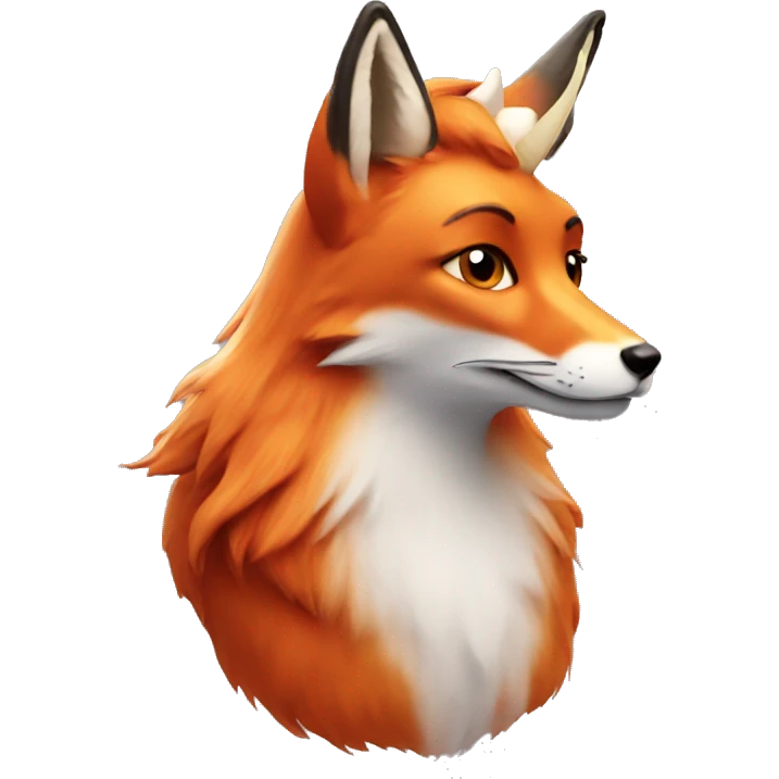Red fox with unicorn horn and wings emoji