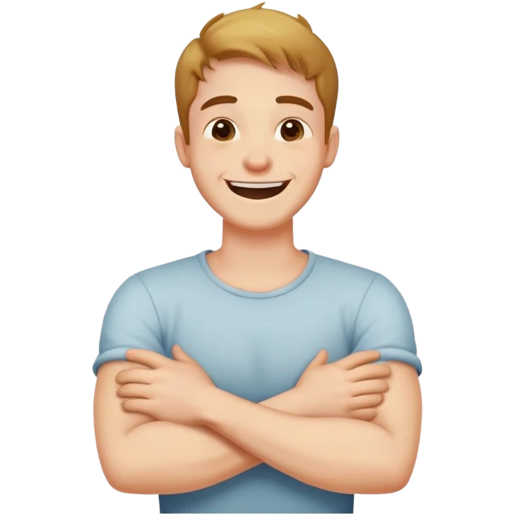 crossed holding neck laughing guy emoji