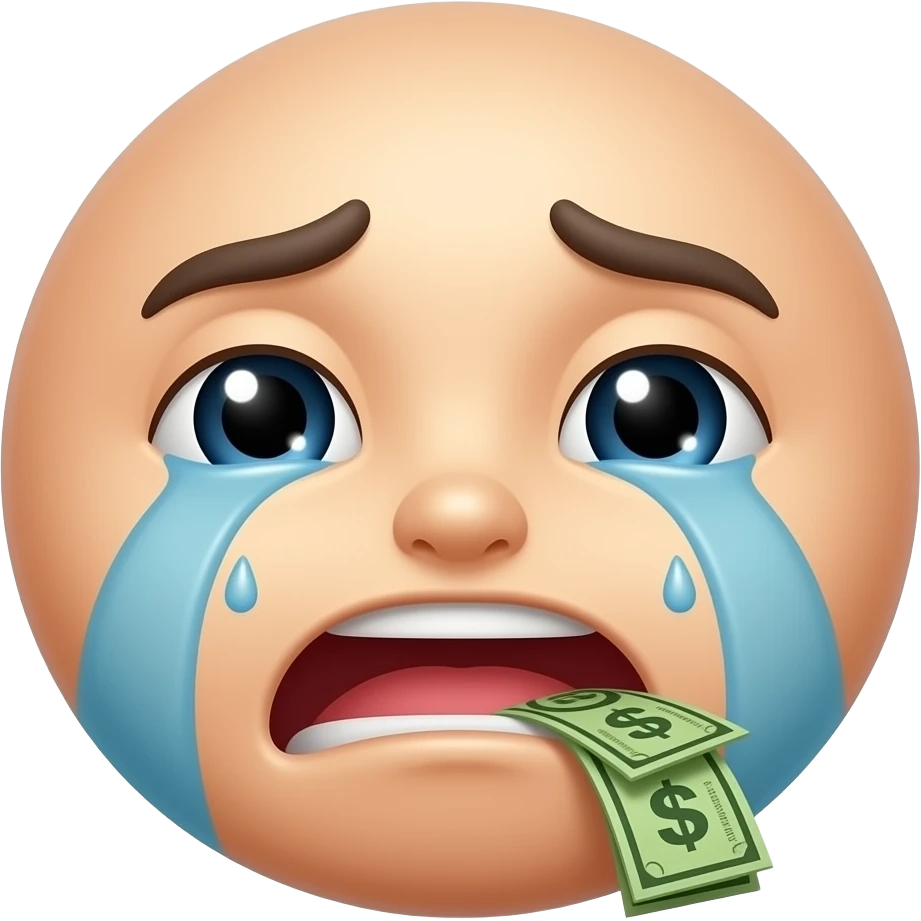 crying emoji but instead of tears its the money emoji emoji