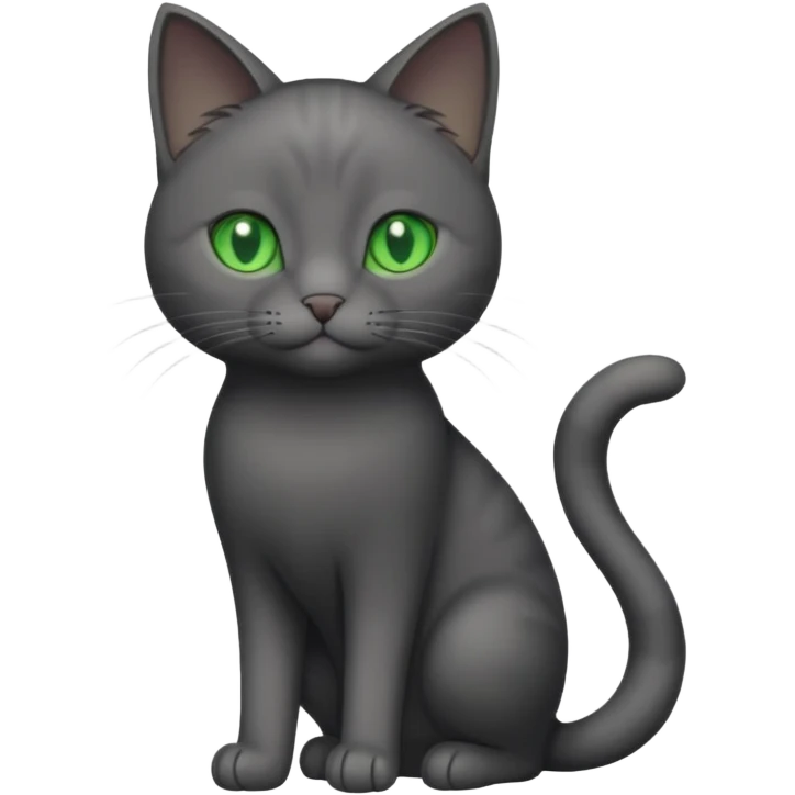 full body completely solid dark grey cat with green eyes and white paws emoji