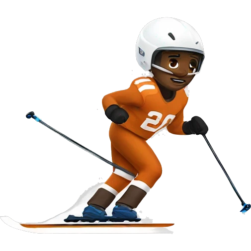 White Skier skiing wearing a Cleveland browns football Jersey emoji