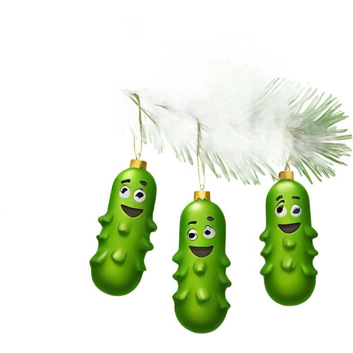 Vintage Christmas tree ornaments in shape of pickle  emoji