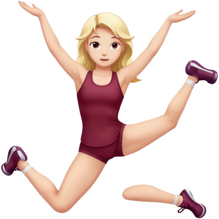 angelic blonde girl stretching in Burgundy  gym  emoji