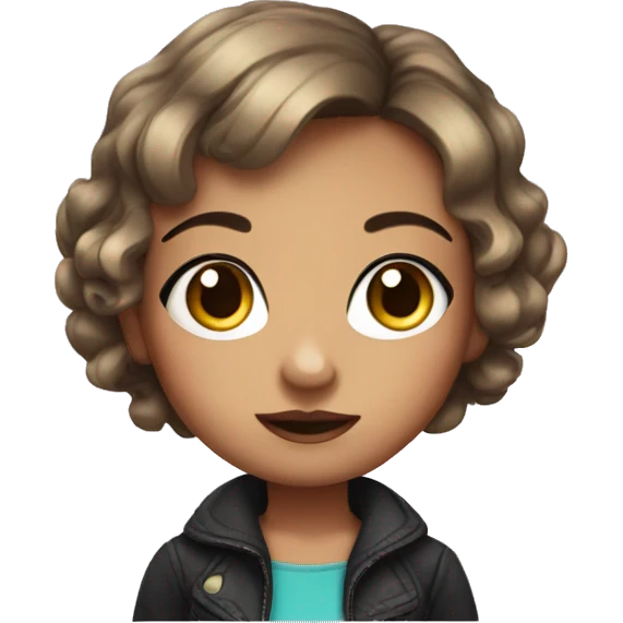 A cute girl with big eyes and short hair with ring earrings emoji