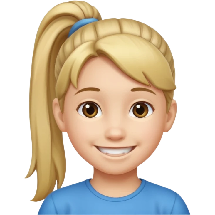 child with pony tail emoji
