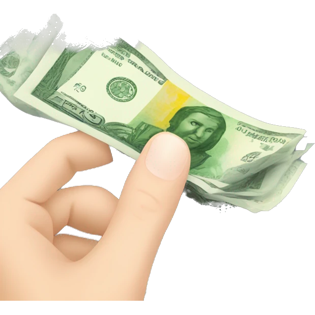 a hand with light skin and manicure holding money in euro banknotes emoji