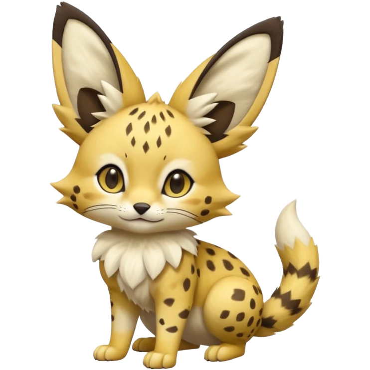 Cute realistic lifelike elegant Serval-Sergal-Picchu-Minccino-Pikachu-Fakemon-Pokémon-creature  emoji