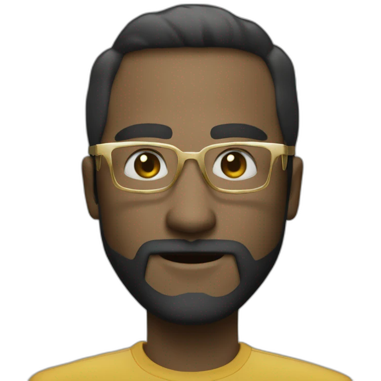 cyber security fellow with blue eyes gold color glasses border medium smile and with medium light beard emoji