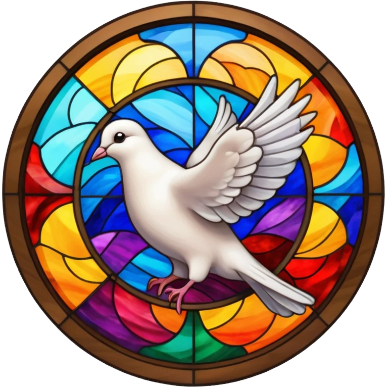 dove on colourful window of church emoji