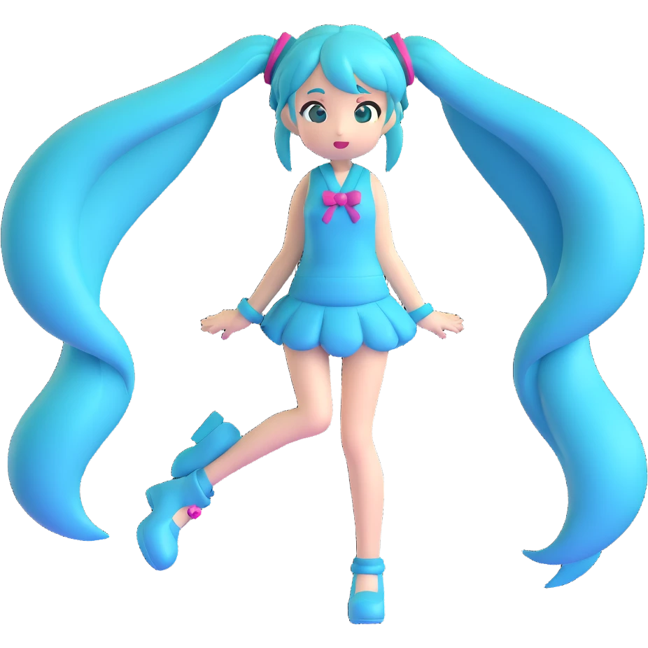 Hatsune Miku with teal twin tails emoji