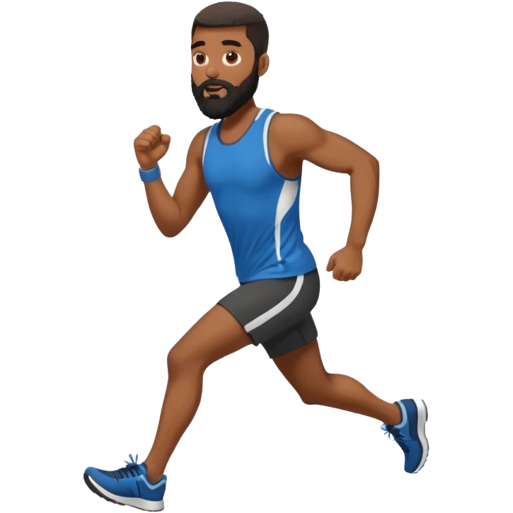 blackman with full beard running exercise sport emoji