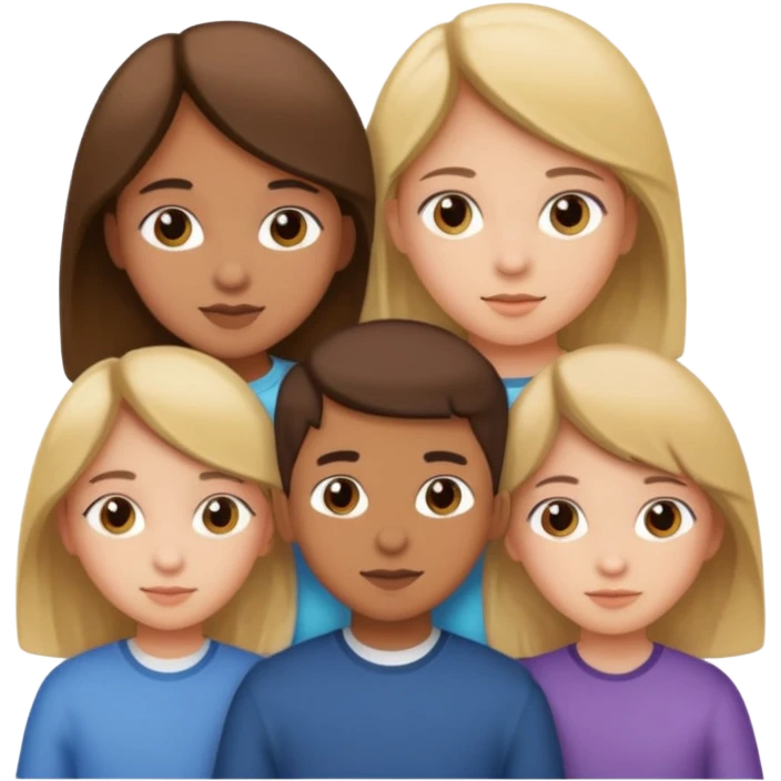 Two girls and a boy. They are siblings.
 emoji