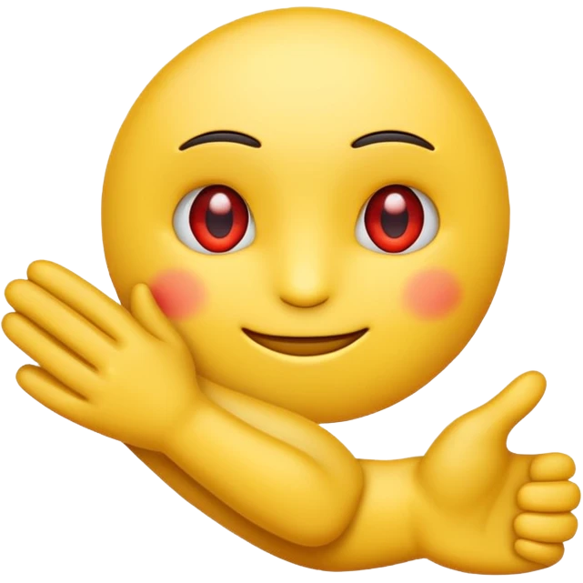 crate a yello emoji folding its arms with red eyes emoji