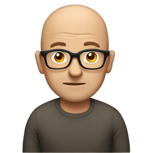 Middle aged bald guy with glasses shrugging shoulders  emoji