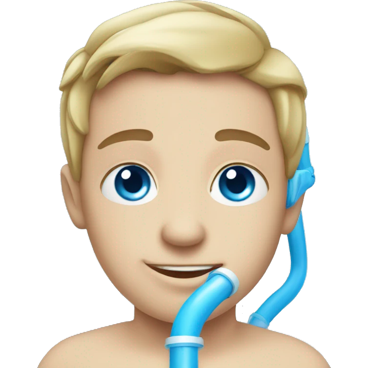 blue eyed boy with snorkle on emoji