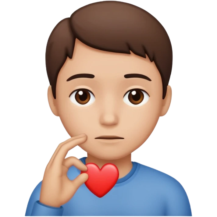 A red emoji that is sad and has a hand making a heart emoji