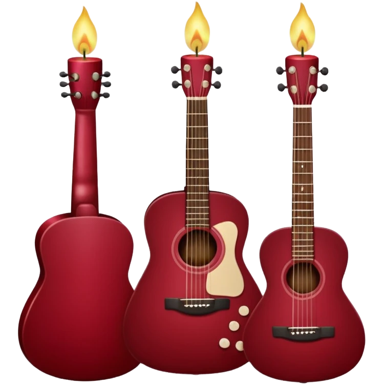 Maroon red aesthetic pookie bow,candle and guitar  emoji