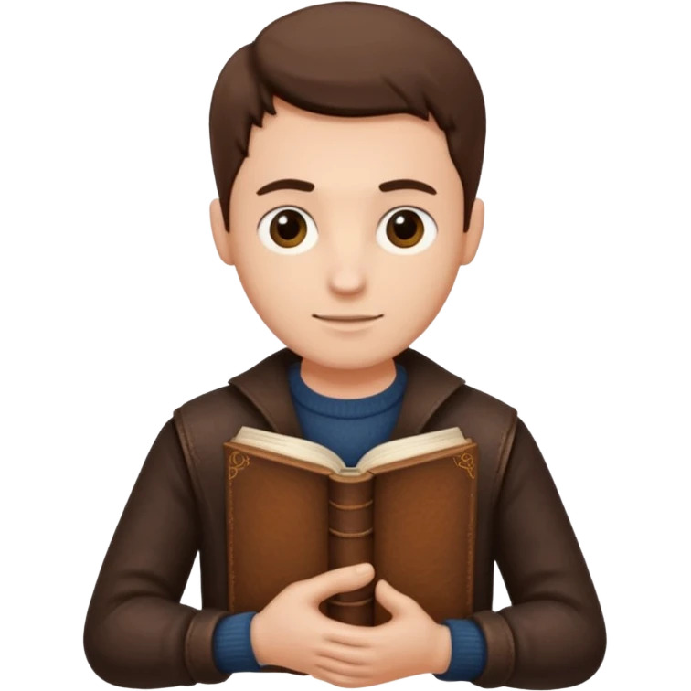 thinking man and his hand has book emoji