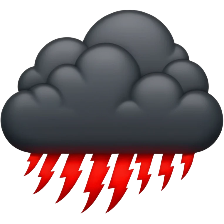 Black storm cloud with red and black lightning emoji