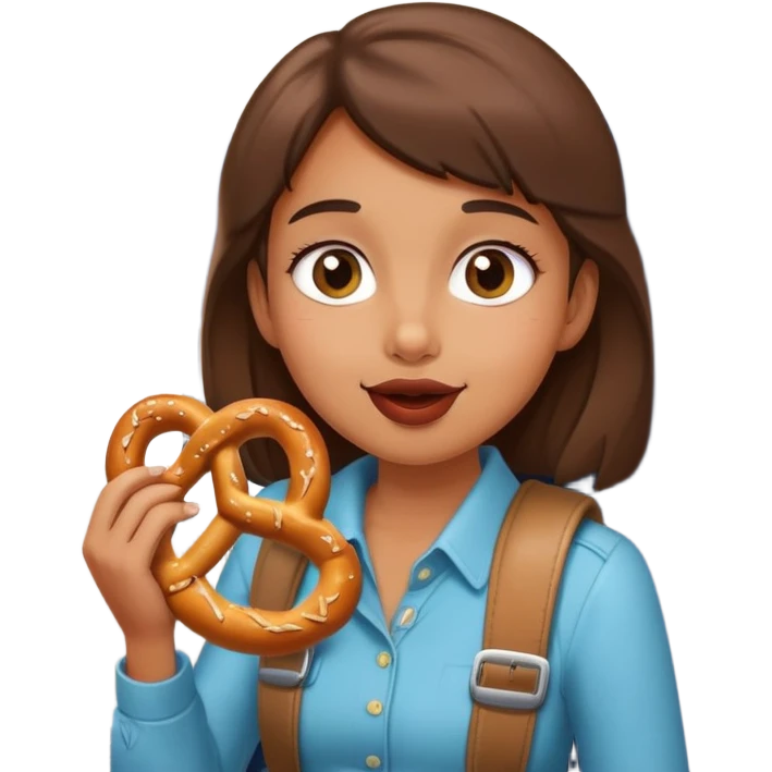 Girl eat pretzel on plane emoji