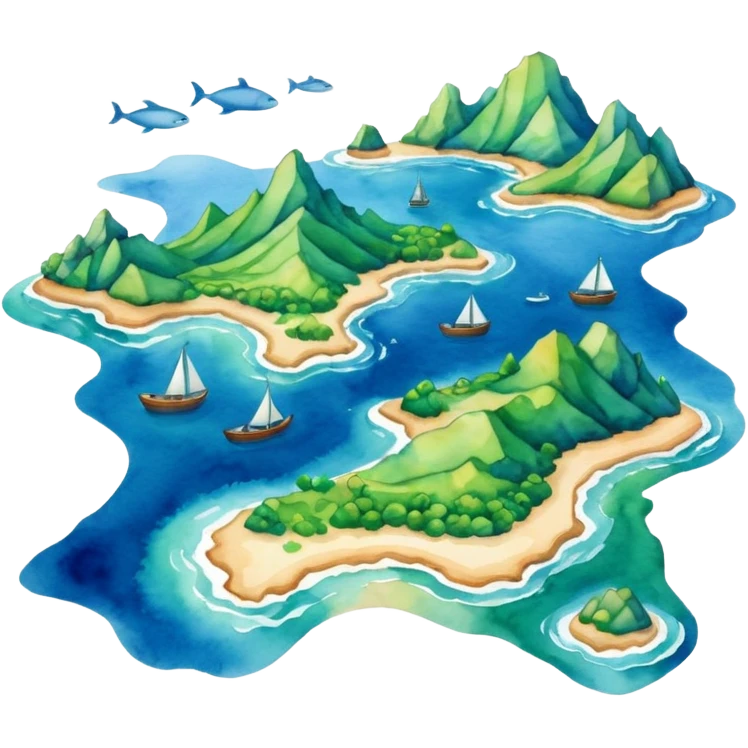 modern sea map with islands emoji