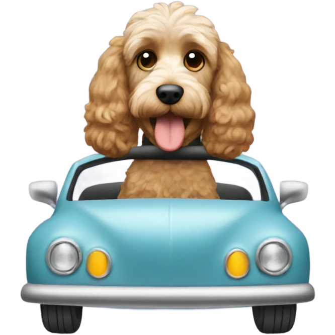 Cockapoo driving a car emoji
