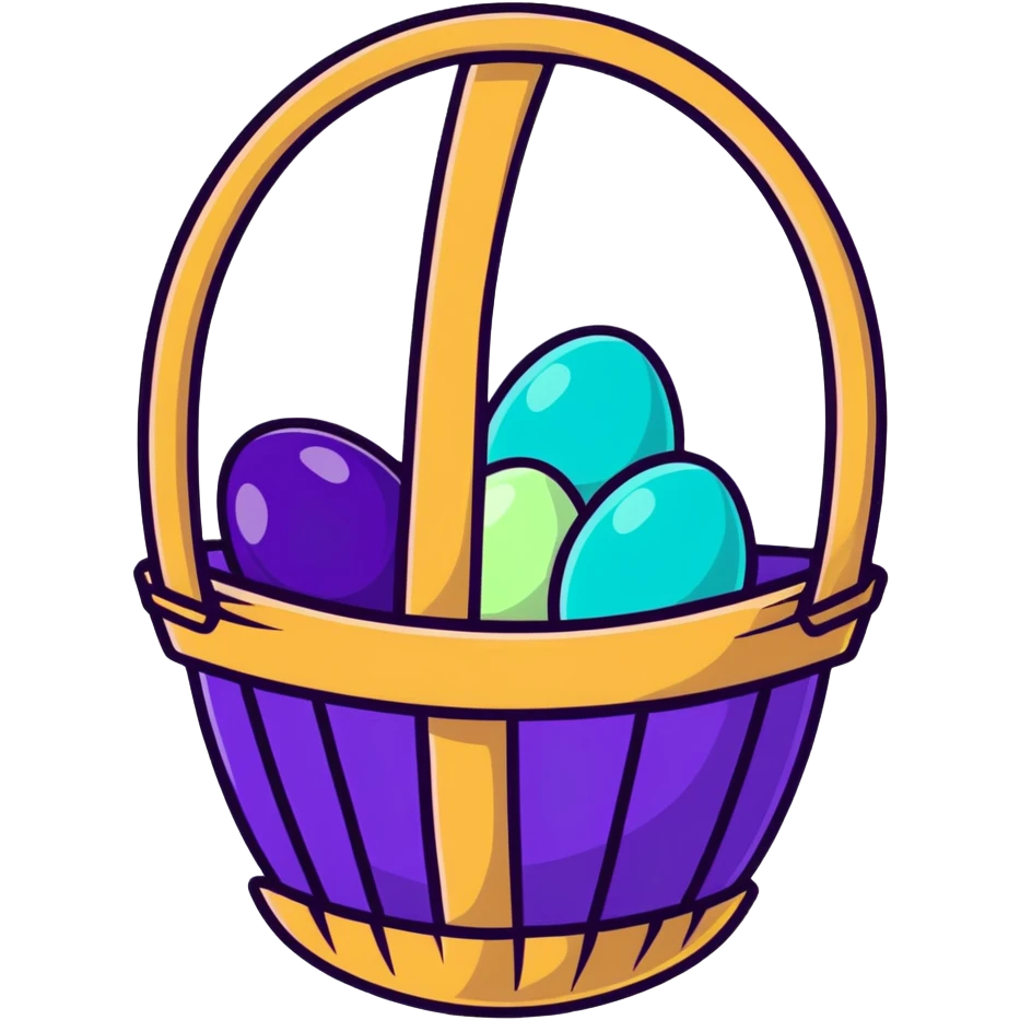 Easter basket with light green and turquoise eggs emoji