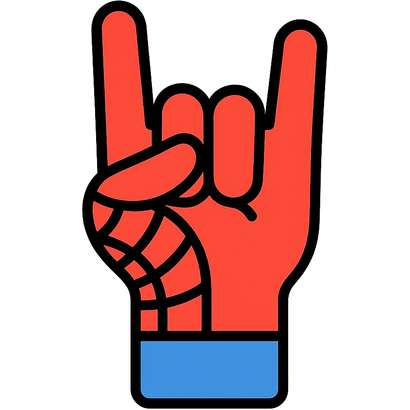 Spider-Man's hand making the rock symbol, colored icon emoji