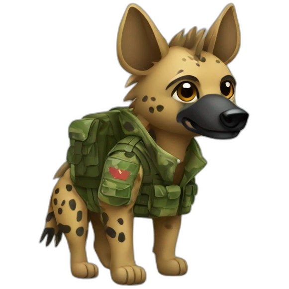 polish nationalist hyena wearing woodland camo BDU emoji
