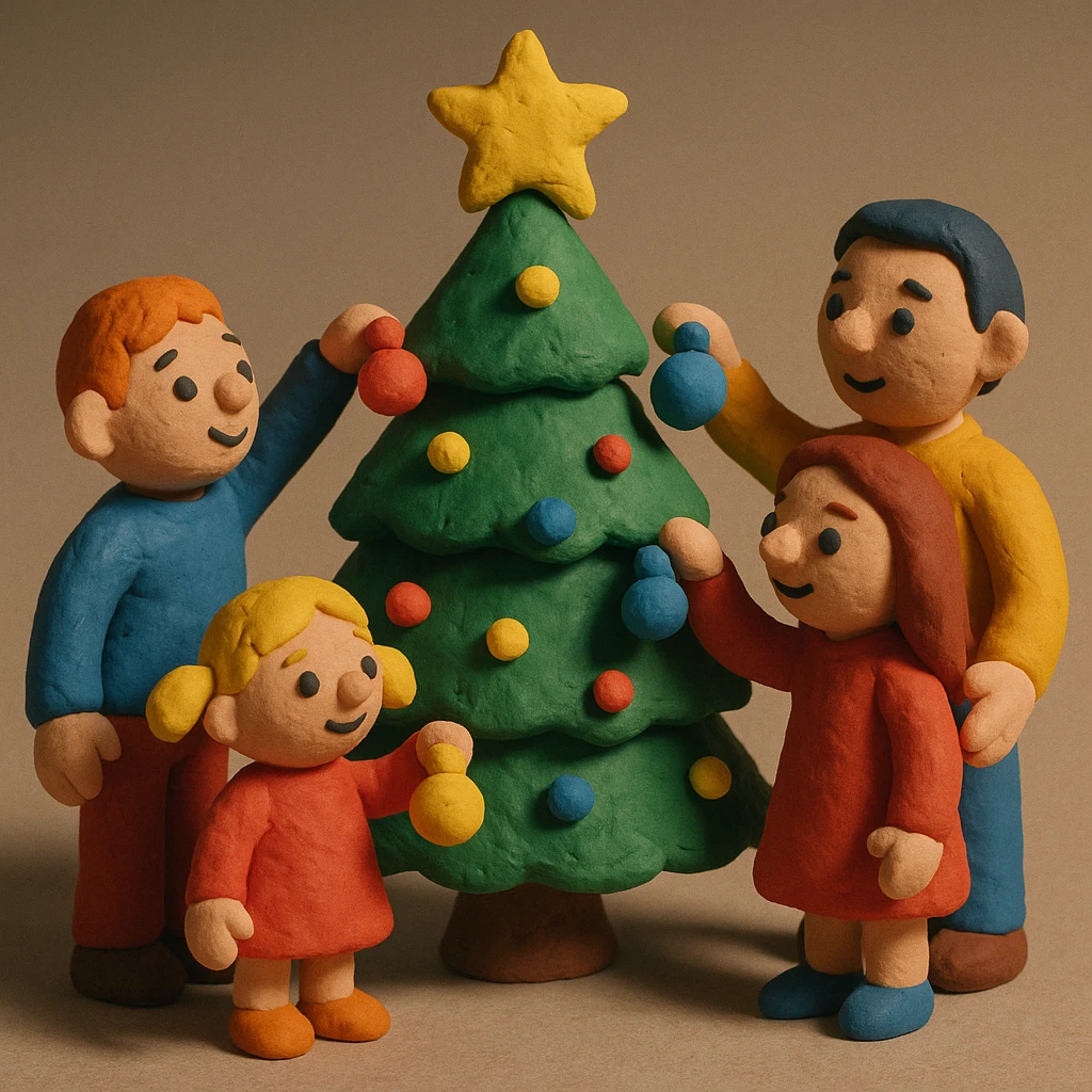 people decorating a Christmas tree emoji