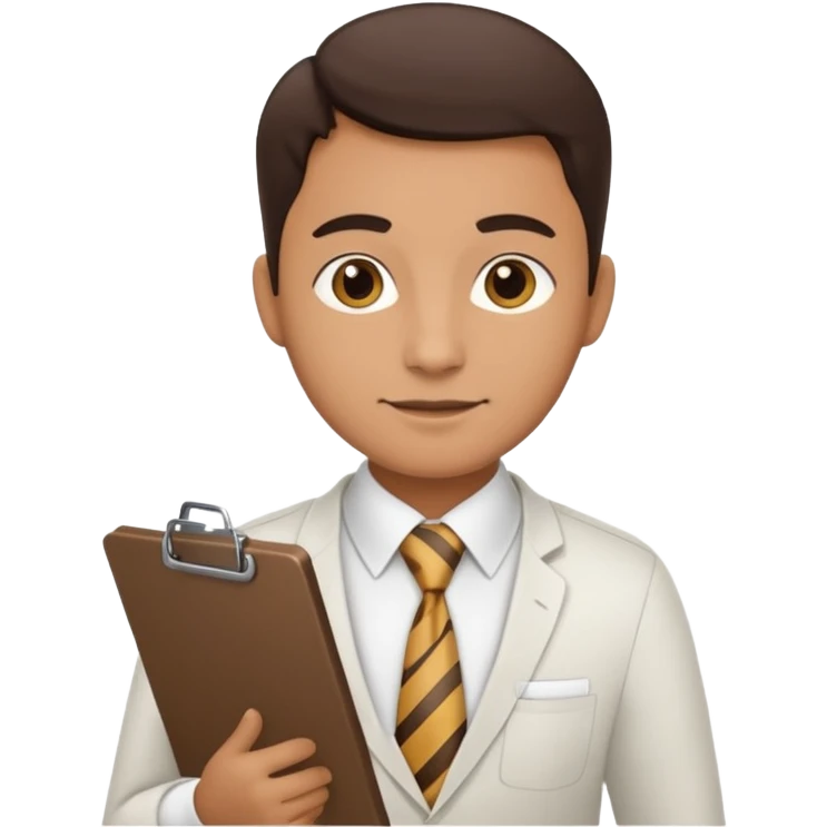 Manager + clipboard + tie, Cafe staff. emoji