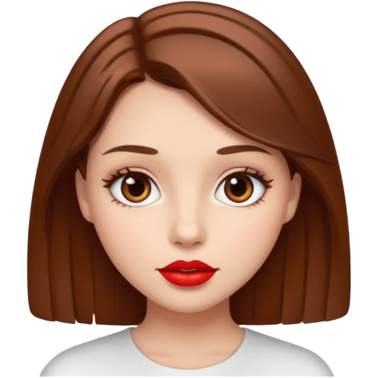 Girl who have brown hair brown eyes and beautiful red lip  emoji