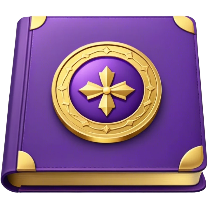 A royal purple book with gold details, a sleek, firm texture, and a symbol of a gold coin, a bank, or a split path, radiating financial wisdom, abundance, and the power of financial education.  emoji