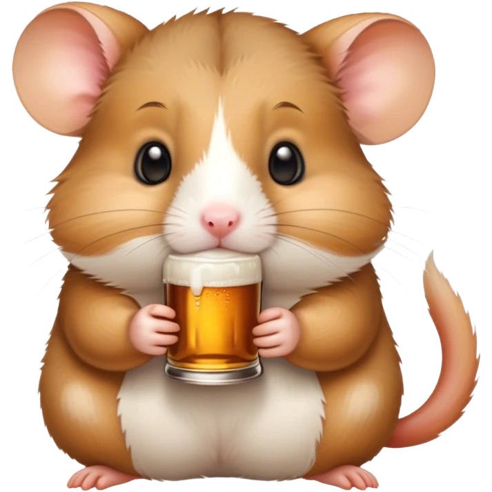A cute little hamster who drinks beer emoji