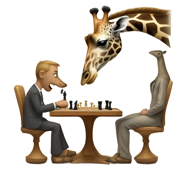 Giraffe playing chess with a stingray  emoji