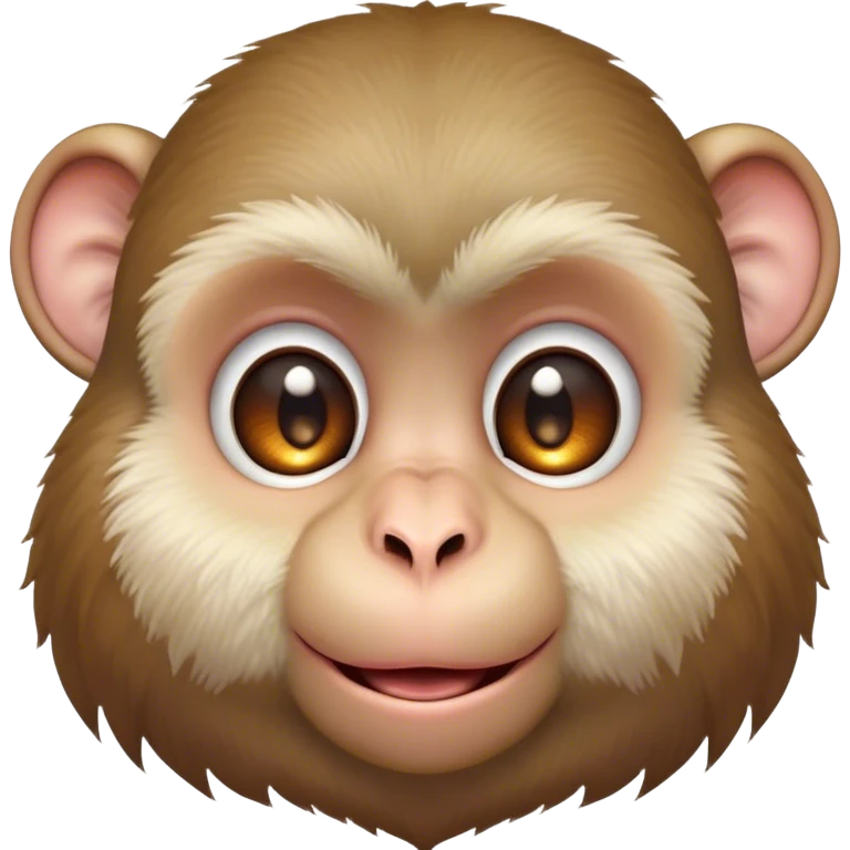 Cinematic Cute Macaque Portrait Emoji, Head tilted playfully and inquisitively, with a charmingly mischievous face accented by soft, fuzzy fur and round, sparkling eyes filled with curiosity, Simplified yet irresistibly adorable features, highly detailed, glowing with a warm, friendly glow, high shine, affectionate and lively, stylized with a touch of primate whimsy, bright and endearing, soft glowing outline, capturing the essence of a playful macaque that seems as if it could jump out of the screen into your arms! emoji