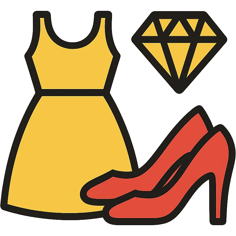 gold and black outlined icon for Fashion emoji