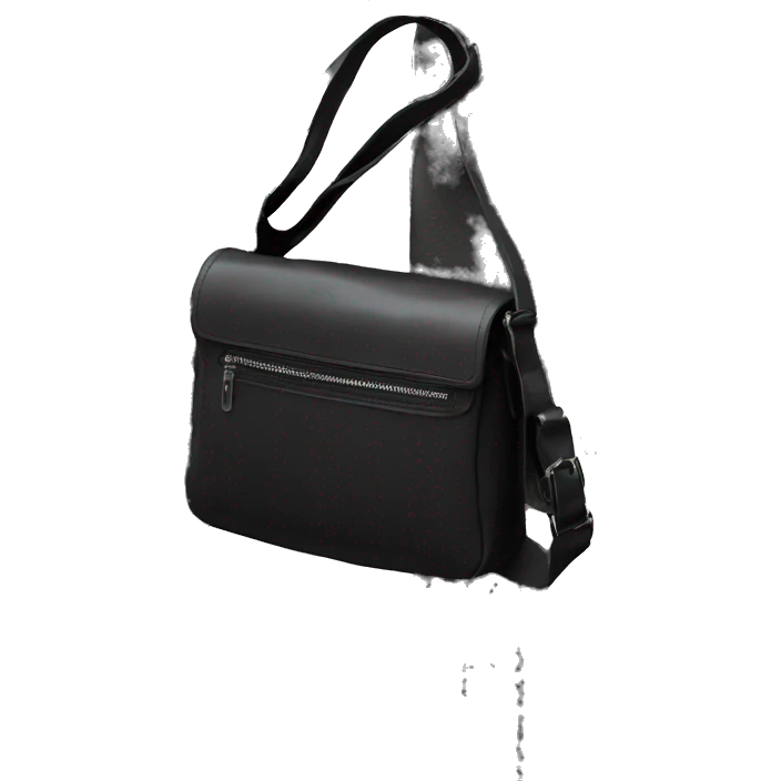 Leather over the shoulder bag black with many pockets emoji