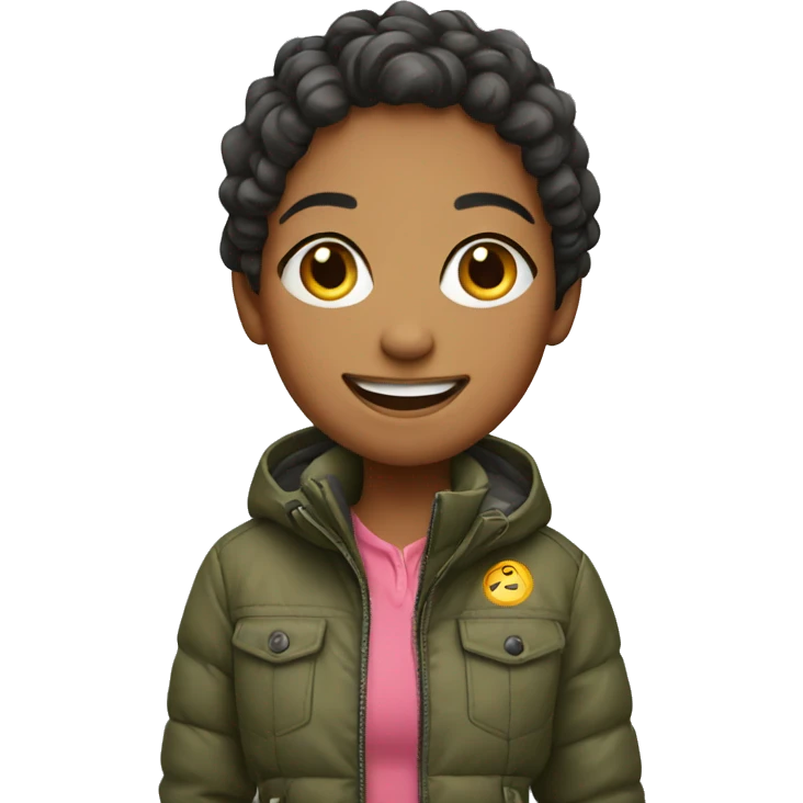 smiling girl in outdoor jacket emoji