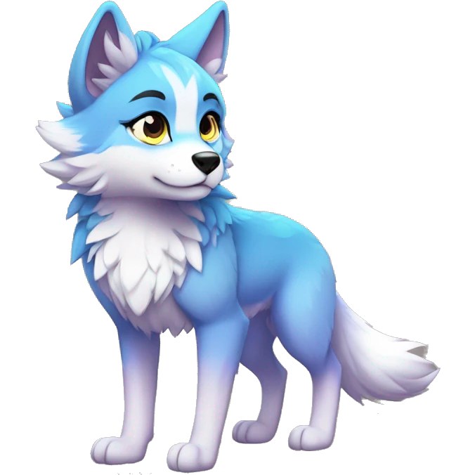 Anthro Colorful Shiny Fionbri-Falvie-sparkle-wolf-sona with spot markings full body emoji