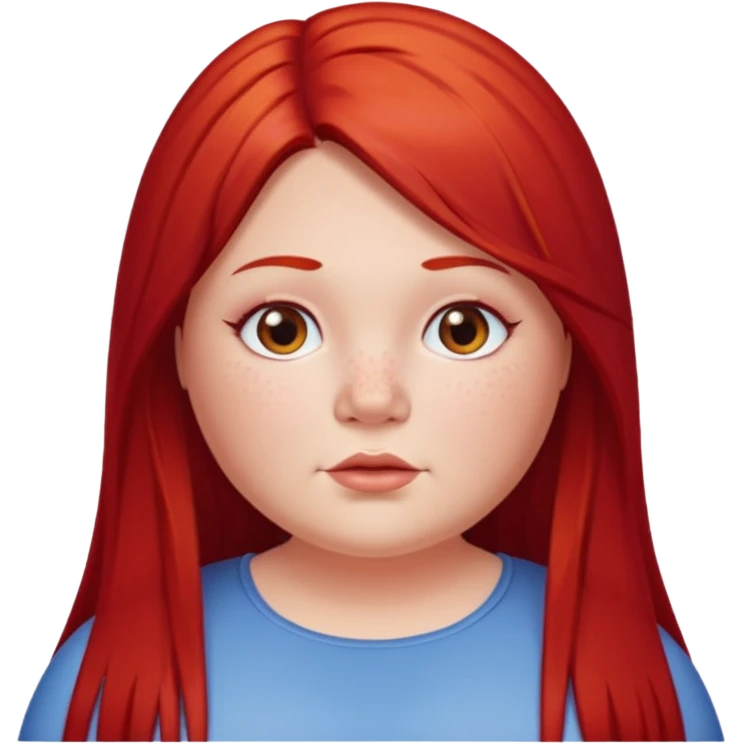 chubby white woman cherry red long straight hair parted middle emoji