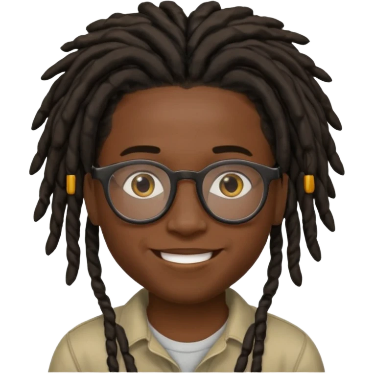 Boy with a locs hair on face put a glasses on and Black locs emoji